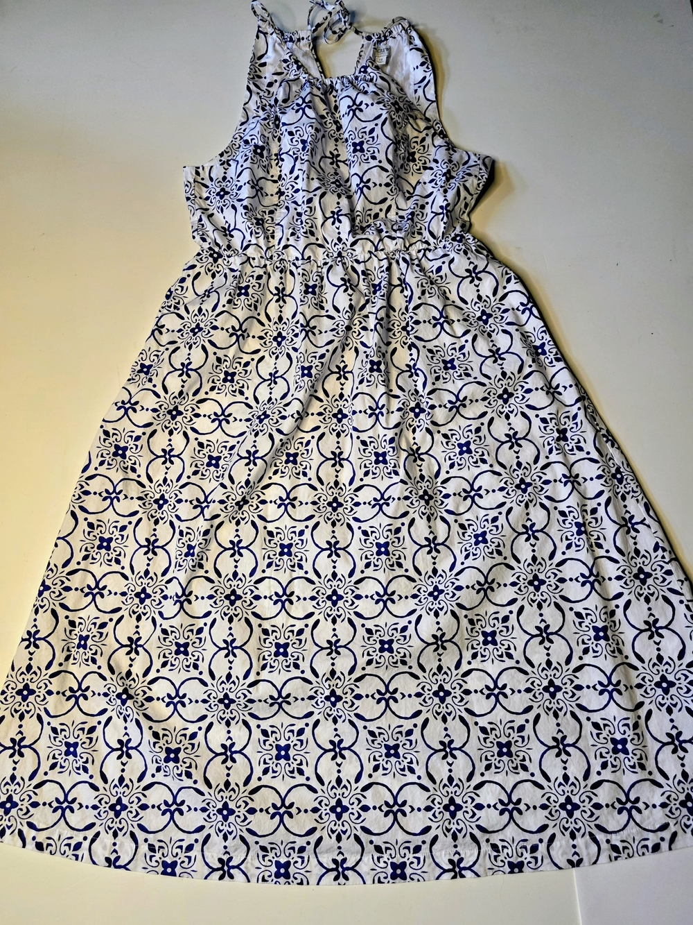 J. Crew White and Blue Printed Sundress